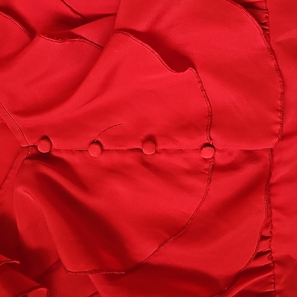 T C E C Red Dress Crop Top Ruffled Blouse M - Picture 4 of 8